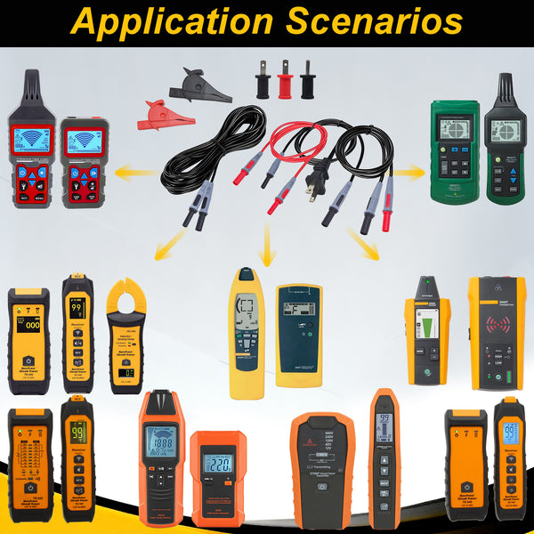 ZIBOO ET450 Accessory Kit-Universal Circuit Breaker Finder Adapter Set,  incluidng Lead Adapters,AC Outlet Plug to Banana Plug Attach to Alligator Clips, Outlet Tabs/Prongs,