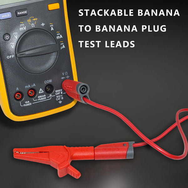 ZIBOO ZB-X13 Stackable Banana to Banana Plug Test Leads,Test Cable Wire for Multimeter,Circuit Testing,4mm Banana Male Plugs Fully Insulated Stackable Shrouded
