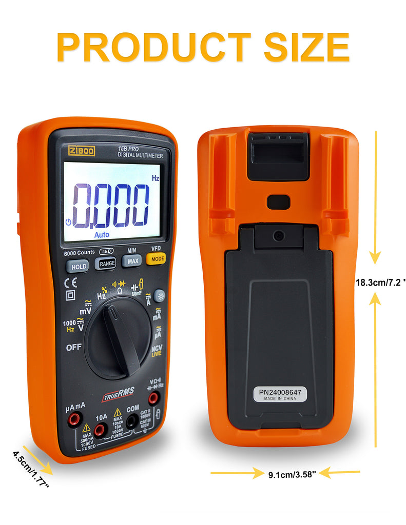 ZIBOO 15B PRO True RMS Digital Multimeter ,for Electrical Applications ...
