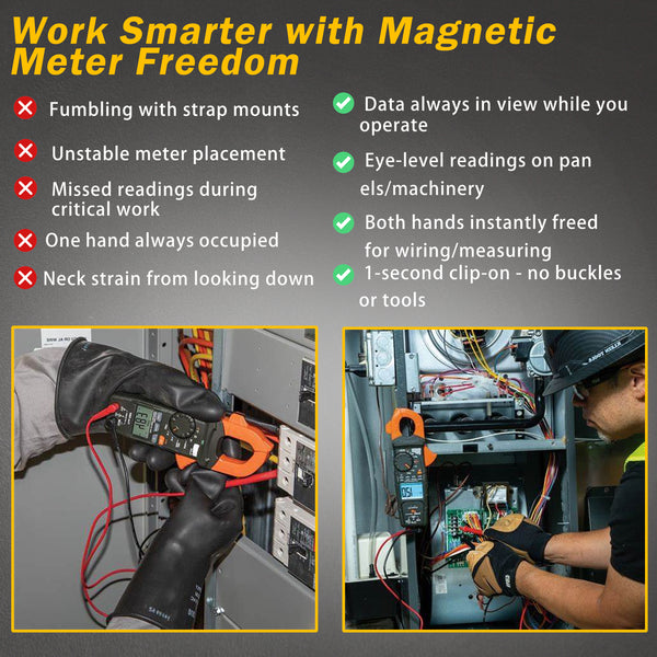ZIBOO 69445 Magnetic Hanger Without Strap for Klein Tools Clamp Meters and Multimeters with Powerful Rare Earth Magnets