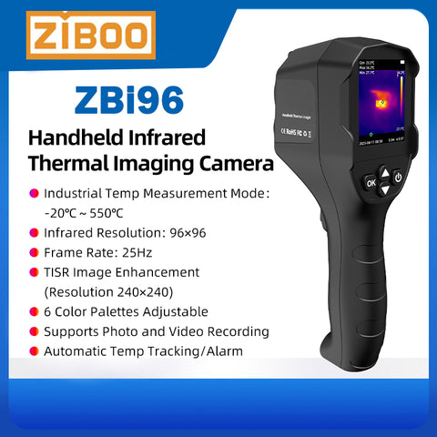 ZIBOO ZBi96 Thermal Imaging Camera 96x96 Pixel Construction Thermal Imager Rechargeable -20℃~550℃ Waterproof Dustproof Drop Resistant For Repair Floor Heating Tube Testing