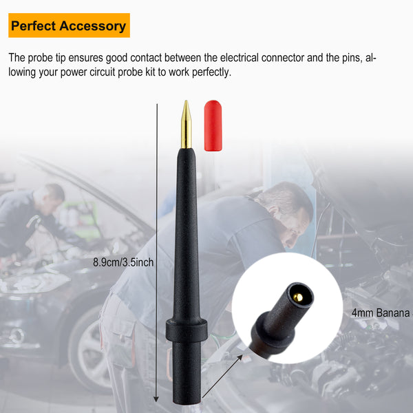 ZIBOO - 2Pk 4Mm Banana Jack 3 Tip Black (PPTK0024) ,Use for Autel Circuit Tester Power Circuit Probe