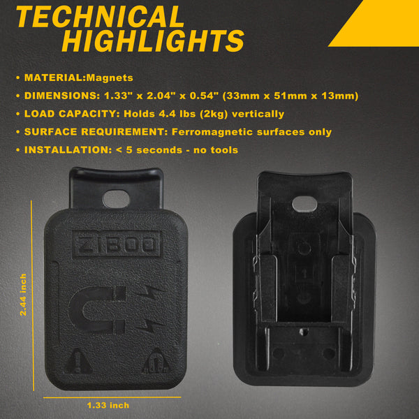 ZIBOO 69445 Magnetic Hanger Without Strap for Klein Tools Clamp Meters and Multimeters with Powerful Rare Earth Magnets