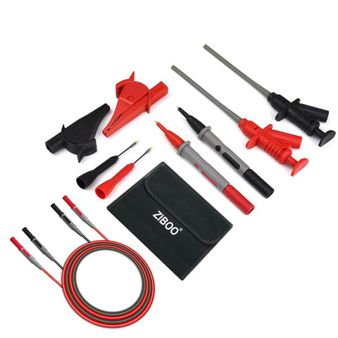 ZIBOO KIT-12 Multimeter Test Leads Kit,with Alligator Clips Piercing Needle Non-destructive Test Probe,Flexibility Hook Clip,Slim-Reach Test Probe, for High Voltage Oscilloscope Differential Probe Kit