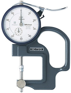 Mitutoyo 7313 Dial Thickness Gage, Lens Reverse Anvil, 0-10mm Range