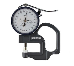 Mitutoyo 7327 Dial Thickness Gage, Flat Anvil, Standard Type, 0-1mm Range