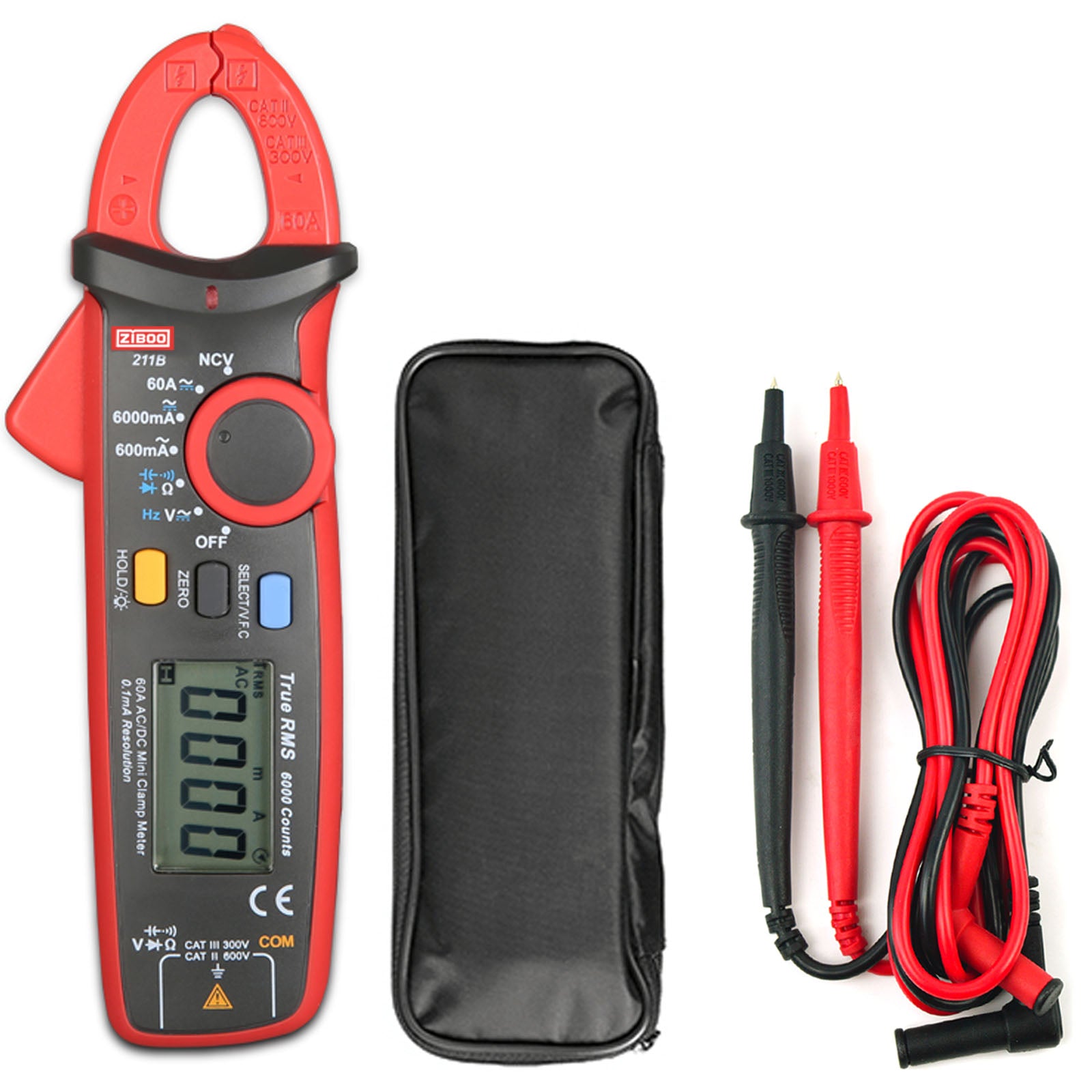 ZIBOO 211B 60A mini clamp meter is a high precision tool designed with the resolution of 0.1mA.