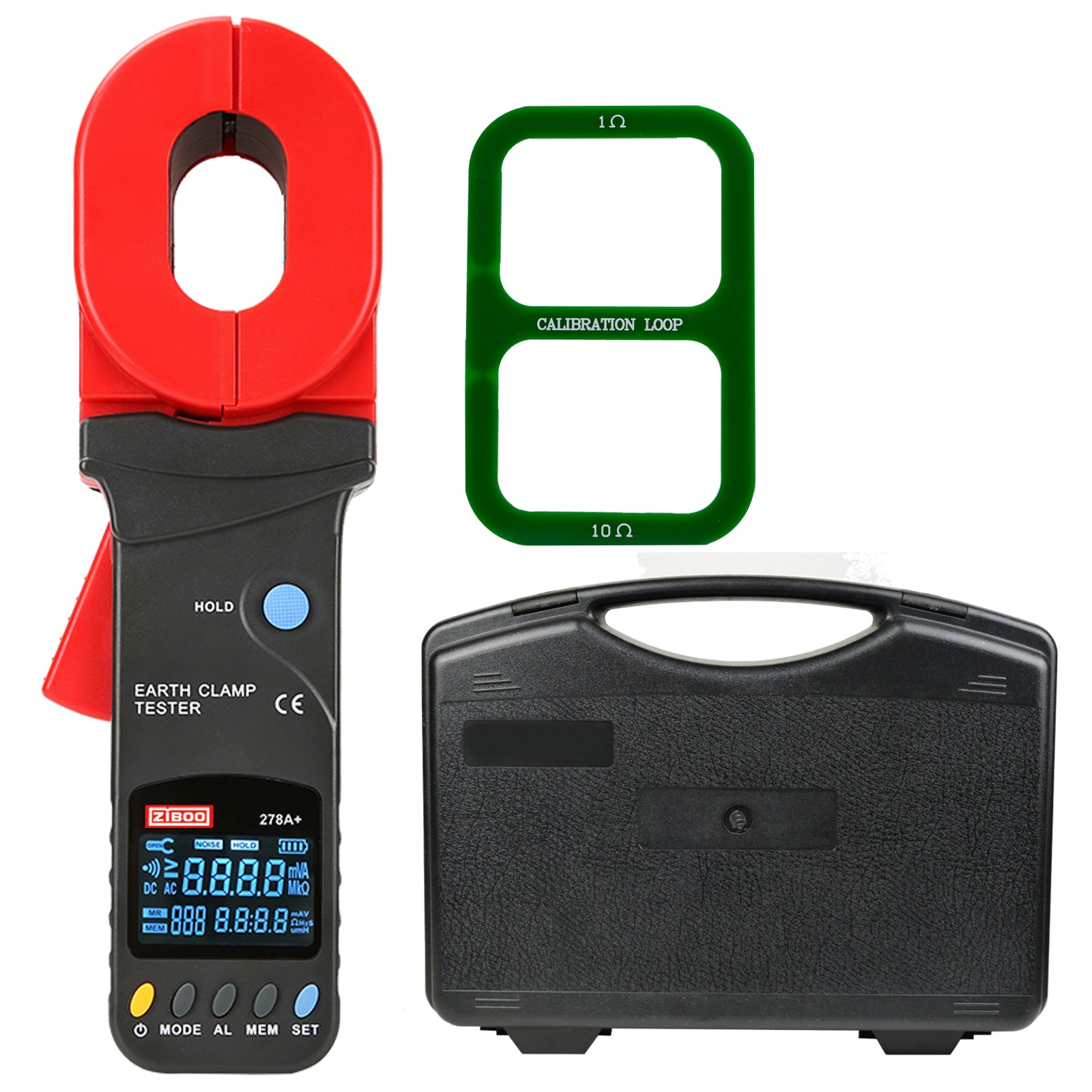 ZIBOO ZB-278A+ Clamp Earth Tester Resistance Data Storage Visual/Audible Alarm